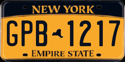 NY license plate GPB1217