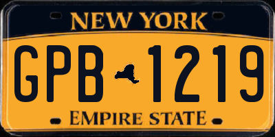 NY license plate GPB1219