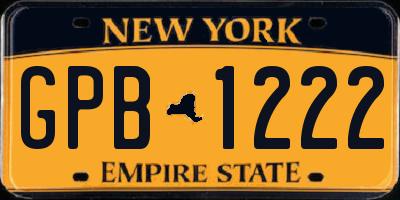 NY license plate GPB1222