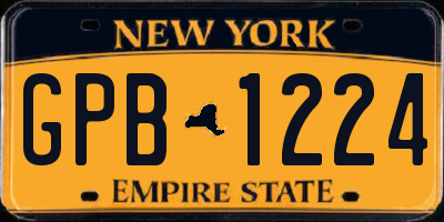 NY license plate GPB1224
