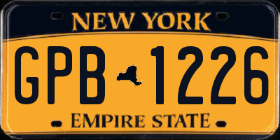 NY license plate GPB1226