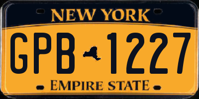 NY license plate GPB1227