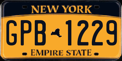 NY license plate GPB1229