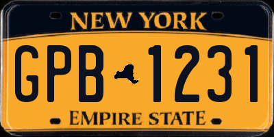 NY license plate GPB1231