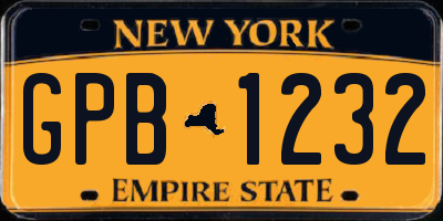 NY license plate GPB1232