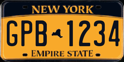 NY license plate GPB1234