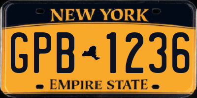 NY license plate GPB1236