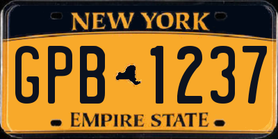 NY license plate GPB1237