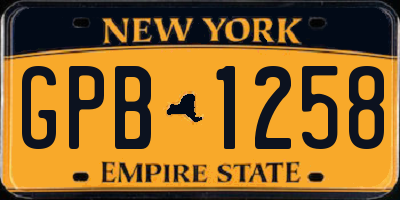 NY license plate GPB1258