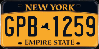NY license plate GPB1259