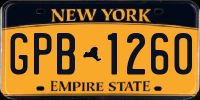 NY license plate GPB1260