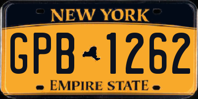 NY license plate GPB1262
