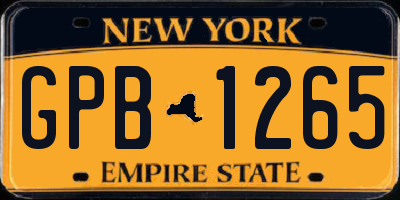 NY license plate GPB1265