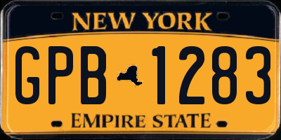 NY license plate GPB1283