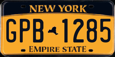 NY license plate GPB1285