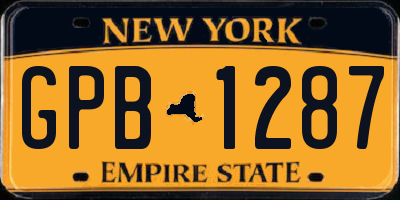 NY license plate GPB1287