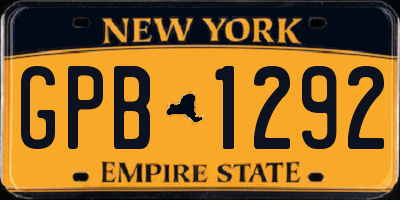 NY license plate GPB1292