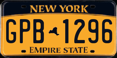 NY license plate GPB1296