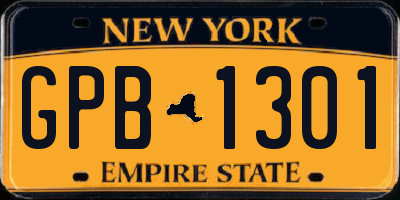 NY license plate GPB1301