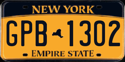 NY license plate GPB1302