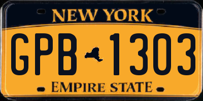 NY license plate GPB1303