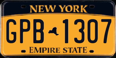 NY license plate GPB1307