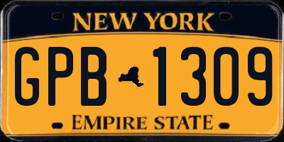 NY license plate GPB1309