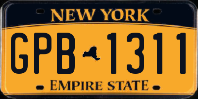 NY license plate GPB1311