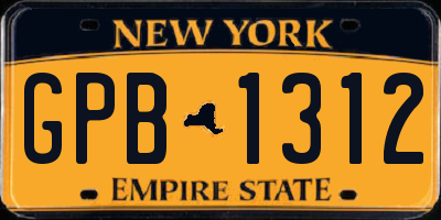 NY license plate GPB1312
