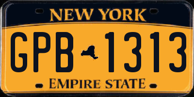 NY license plate GPB1313