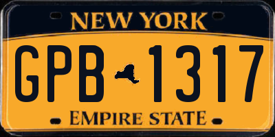 NY license plate GPB1317