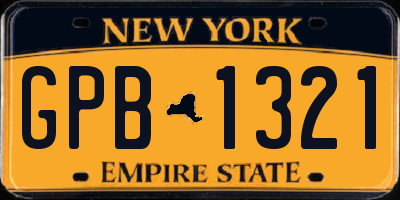 NY license plate GPB1321