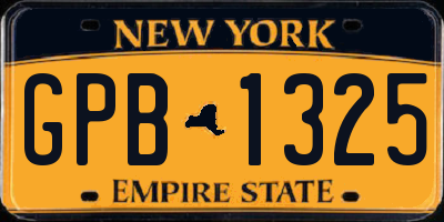 NY license plate GPB1325