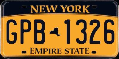 NY license plate GPB1326