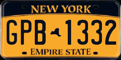 NY license plate GPB1332