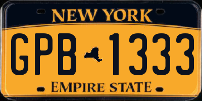 NY license plate GPB1333