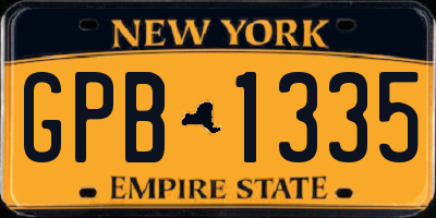 NY license plate GPB1335