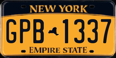 NY license plate GPB1337