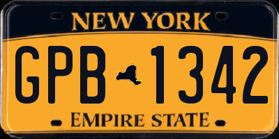 NY license plate GPB1342