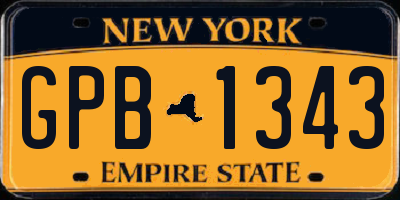 NY license plate GPB1343
