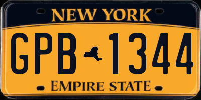 NY license plate GPB1344