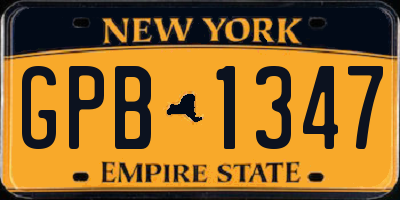 NY license plate GPB1347