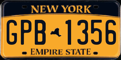 NY license plate GPB1356
