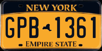 NY license plate GPB1361