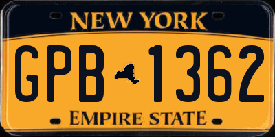 NY license plate GPB1362