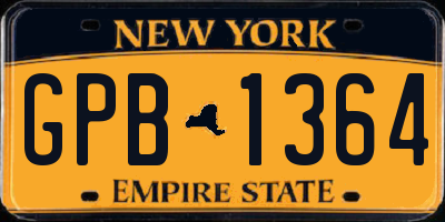 NY license plate GPB1364