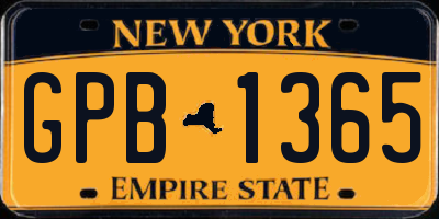 NY license plate GPB1365