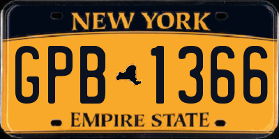 NY license plate GPB1366