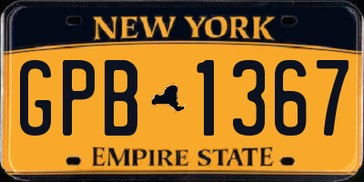 NY license plate GPB1367