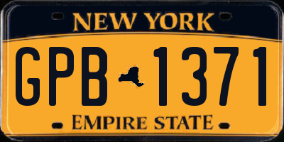 NY license plate GPB1371